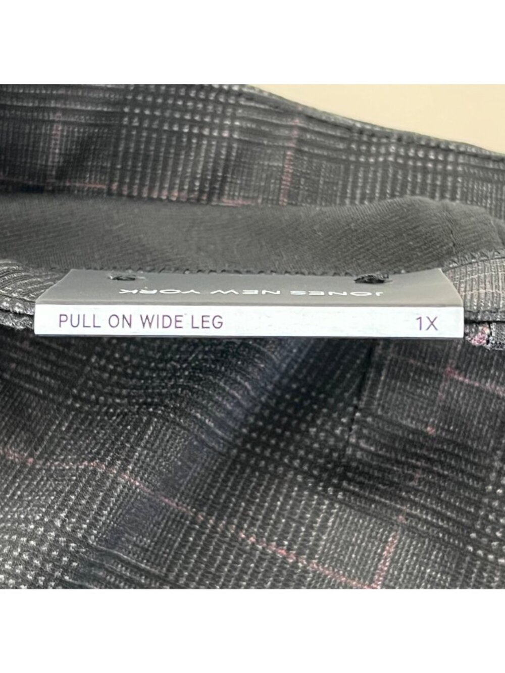 Jones New York Womens Pull-On Wide Leg Plaid Pants Sz 1X Gray Black/Gray NWT's - Picture 4 of 8